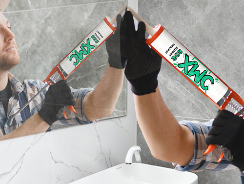 Mastic silicone miroir